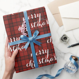 Papel De Regalo Clásico Cuadro Escocés Feliz Navidad Festivo - 
