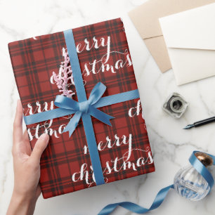 Papel De Regalo Clásico Cuadro Escocés Feliz Navidad Festivo - 