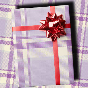 Papel De Regalo Clásico Cuadro Lavanda Elegante Fiesta de Navidad