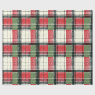 Papel De Regalo Clásico cuadros verde y rojo desgastado