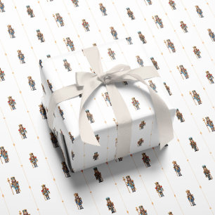 Papel de regalo clásico de cascanueces blanco