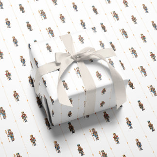 Papel de regalo clásico de cascanueces blanco