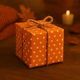 Papel De Regalo Clásico de lunares naranja y blanco otoño sin cost