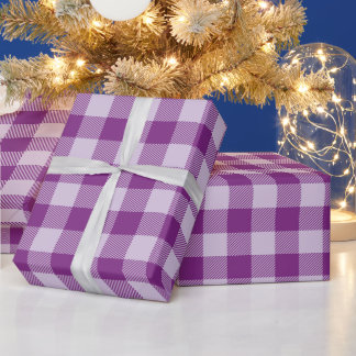 Papel De Regalo Clásico de Navidad y cuadros de búfalo morados pas