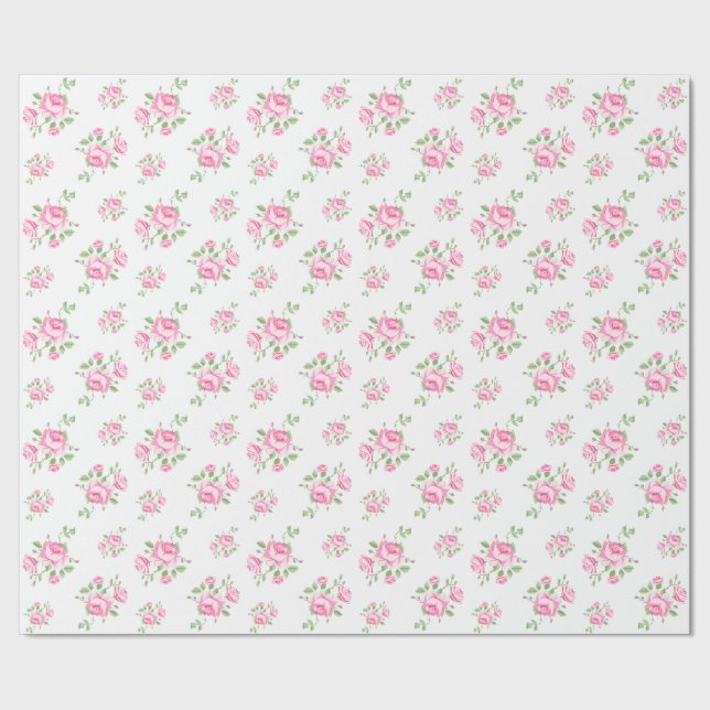 Papel De Regalo Clásico de rosas florales de época (Costura)