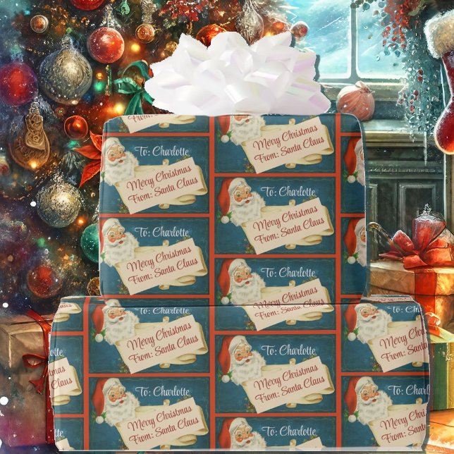Papel De Regalo Clásico de Santa Claus A y De Añadir Nombres Navid (Subido por el creador)