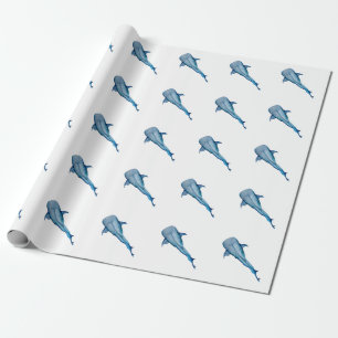 Papel De Regalo Clásico de tiburón ballena acuarela