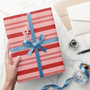 Papel De Regalo Clásico elegante franjas de caña de caña roja y ro