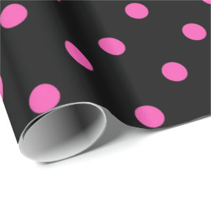 Papel De Regalo Clásico, encantador, elegante rosa y negro lunares