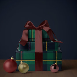 Papel De Regalo clásico estampado navideño en cuadros simple