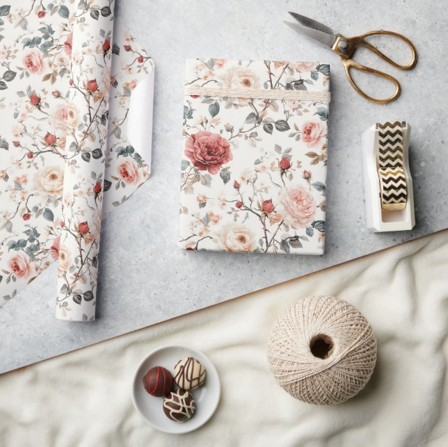 Papel de regalo clásico Flor Radiante Rosa (Artesanía)