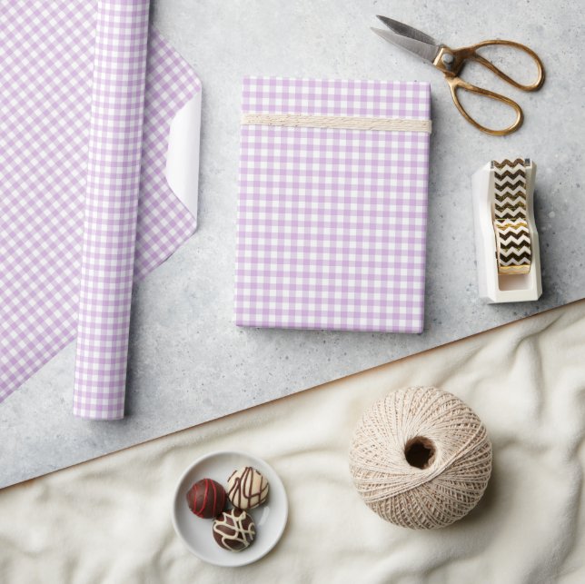 Papel De Regalo Clásico Gingham Suave Lila (Artesanía)