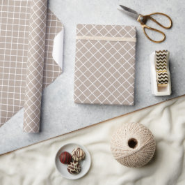 Papel De Regalo Clásico gris marrón blanco patrón de cuadros en ta