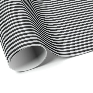 Papel De Regalo Clásico moderno brillante gris claro y rayas negra