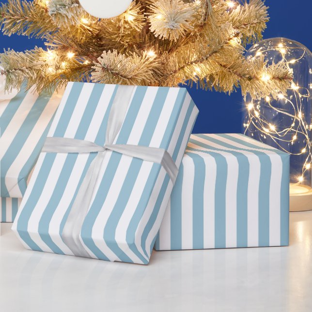 Papel De Regalo Clásico Navidad de Raya Azul (Vacaciones)