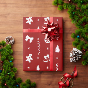 Papel De Regalo Clásico Navideño: Rojo y Blanco de Pan de Jengibre