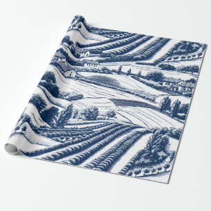 Papel De Regalo Clásico paisaje pastoral de Toile Azul Vintage