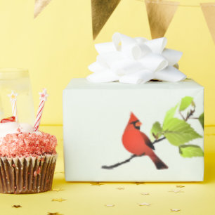 Papel de regalo clásico pájaro cantor cardenal