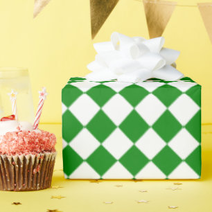 Papel De Regalo Clásico Patrón Chevron Verde y Blanco Intenso