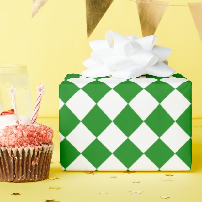 Papel De Regalo Clásico Patrón Chevron Verde y Blanco Intenso (Fiesta de cumpleaños )