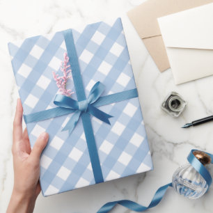 Papel De Regalo Clásico patrón de cuadros gingham azul pastel