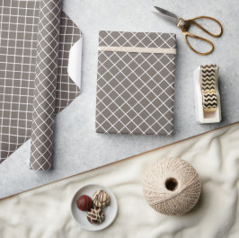 Papel De Regalo Clásico Patrón de Cuadros Gris Marrón Blanco Taupe