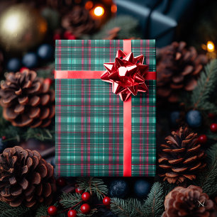 Papel De Regalo Clásico patrón de cuadros verdes y rojos – Festivo