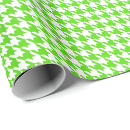 Papel De Regalo Clásico patrón de dientes de perro verde claro y b