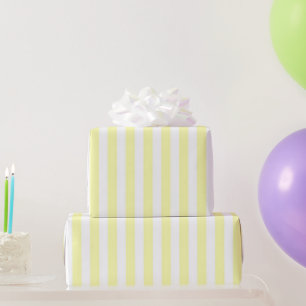 Papel De Regalo Clásico Patrón de Raya Amarilla Pastel Femenino Pr