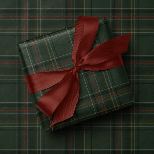Papel De Regalo Clásico plaid navideño en verde cazador de Navidad