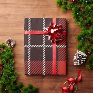 Papel De Regalo Clásico Plaid Rojo Vintage de Búfalo de Navidad