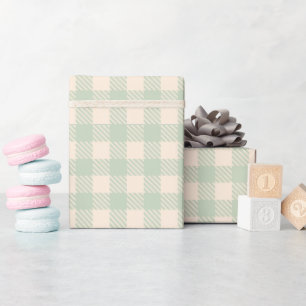 Papel De Regalo Clásico preppy verde salvia gingham cuadros