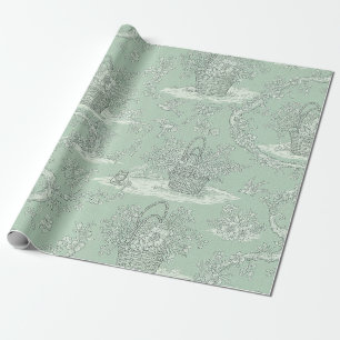 Papel De Regalo Clásico ramo floral verde salvia patrón