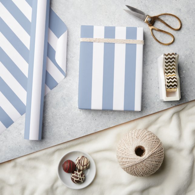 Papel de regalo clásico raya azul y blanco  (Artesanía)