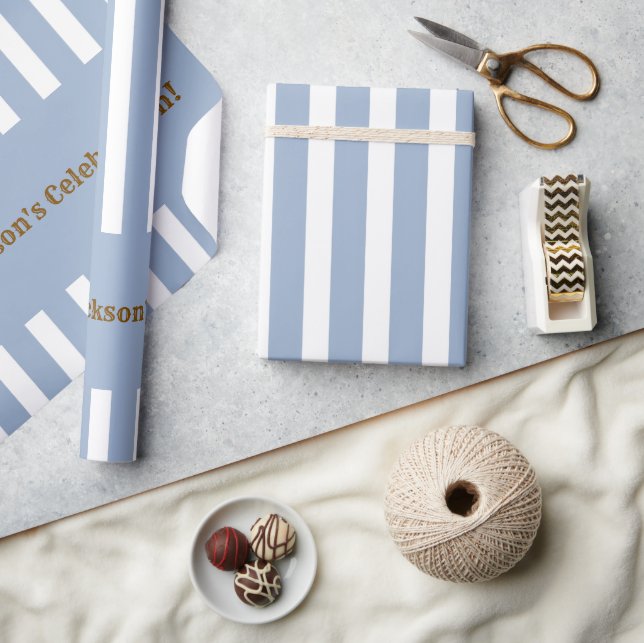 Papel de regalo clásico rayas azules y blancas  (Artesanía)