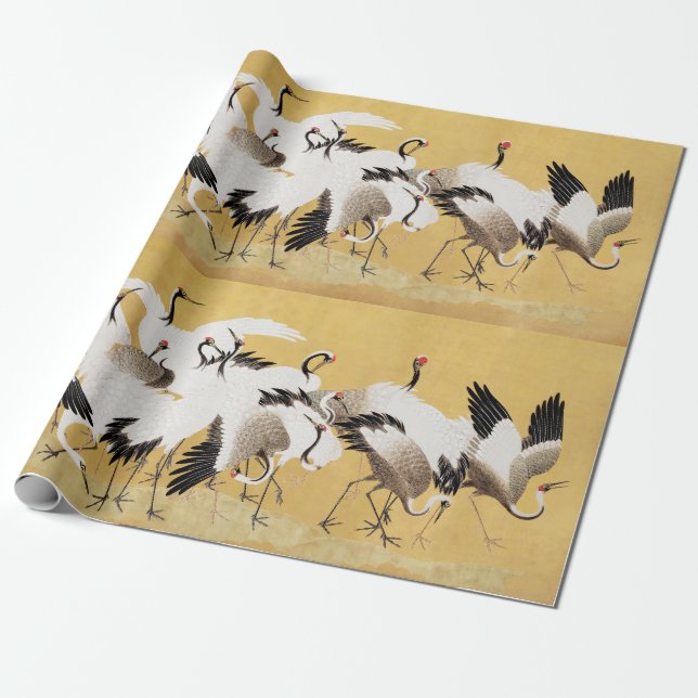 Papel De Regalo Clásico rico en aves de rebaño japonés (Desenrollado)