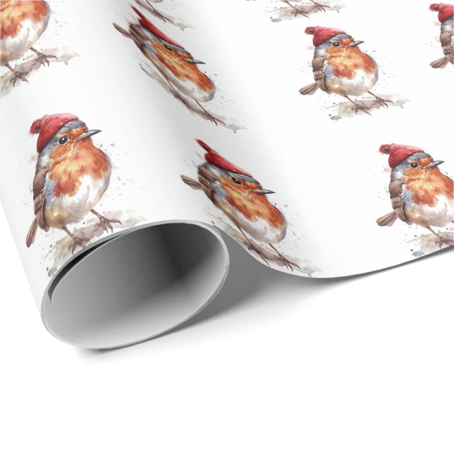 Papel De Regalo Clásico Robin de Navidad, personalizado  (Esquina del rollo)