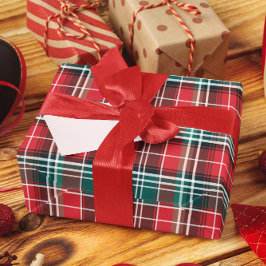 Papel De Regalo Clásico Rojo Rústico y Verde Alegre