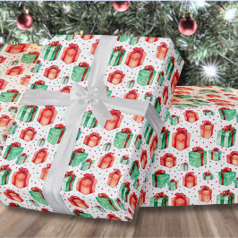 Papel De Regalo Clásico Rojo Verde Fiesta Navidad