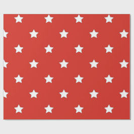 Papel de regalo clásico rojo y blanco estrellado