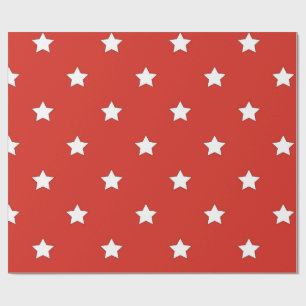 Papel de regalo clásico rojo y blanco estrellado