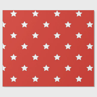 Papel de regalo clásico rojo y blanco estrellado