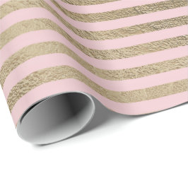Papel De Regalo Clásico Rubor Foxier Gold Lines Stripes Paris
