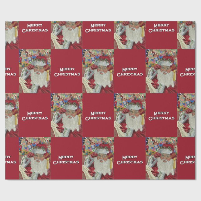 Papel De Regalo Clásico Santa - Revisando dos veces el feriado de  (Superficie plana)