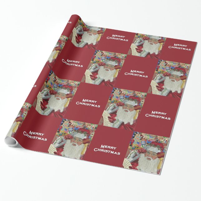 Papel De Regalo Clásico Santa - Revisándolo dos veces Feliz Navida (Desenrollado)
