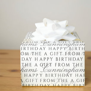 Papel De Regalo Clásico Simple Feliz Cumpleaños Familia Nombre