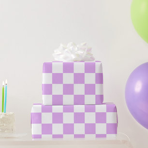 Papel De Regalo Clásico tablero de ajedrez de lavanda claro