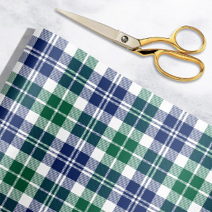 Papel De Regalo Clásico Tartán de Verde y Azul Marino en Cuadros d