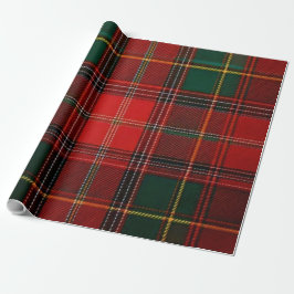Papel De Regalo Clásico Tartán Escocés Rojo y Verde Real de las Fi