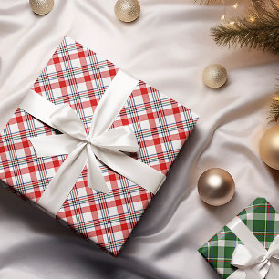 Papel De Regalo Clásico Tartán Rojo Verde Azul Blanco